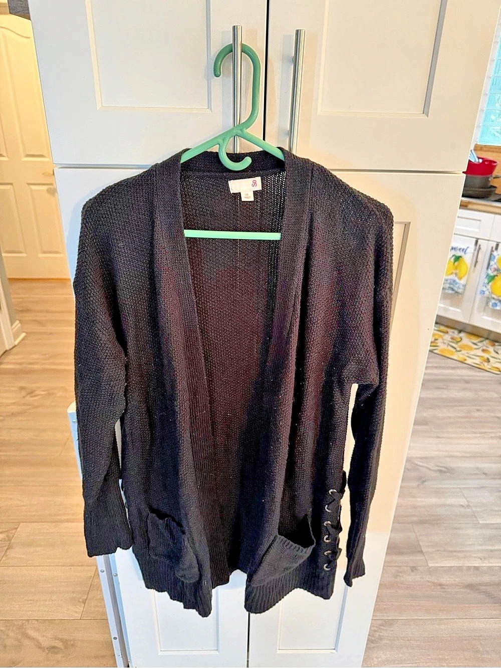 SO Black Lace-Up Cardigan Size XL